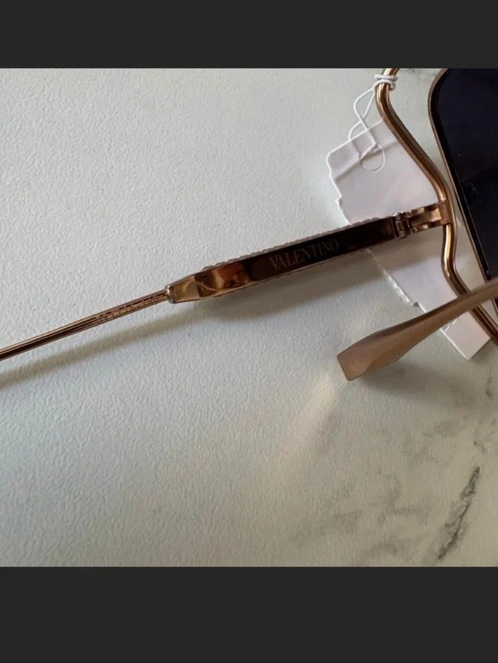VALENTINO SUNGLASS Women’s Rose Gold Frame Sunglasses with Blue Gradient Lenses